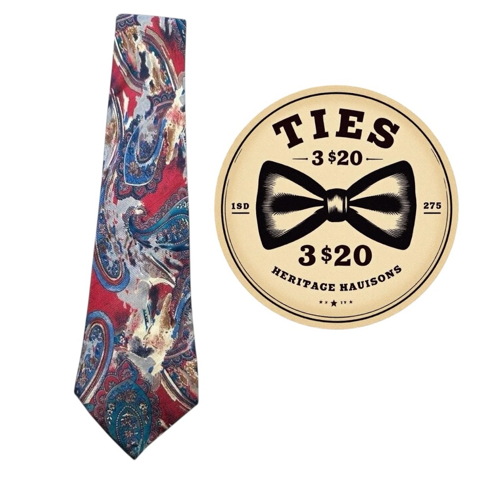 Bold Painterly Paisley 100% Silk Tie Executive Boston Handmade Vintage 3.75x57